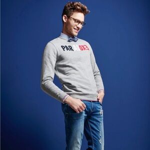 Jules Paradoxe Sweatshirt - Men’s French Brand grey w red white and blue - Small